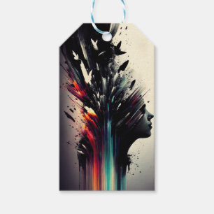 Etiqueta Para Presente Boho abstrato art com cara de menina