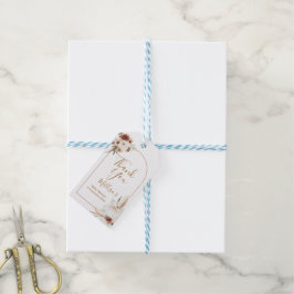 Etiqueta Para Presente Boho Arch White Pumpkin Floral Obrigado