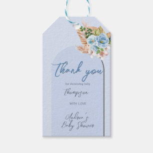 Etiqueta Para Presente Boho Blue Pampass Grass Floral Ei Chá de fraldas