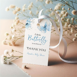 Etiqueta Para Presente Boho Butterfly Wildflower Floral Blue Baby Shower