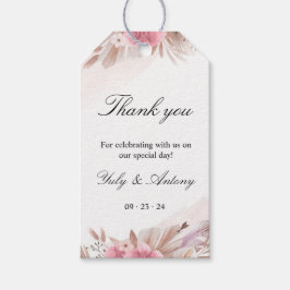 Etiqueta Para Presente Boho Chic Rosa e Casamento de Champanhe