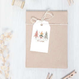 Etiqueta Para Presente Boho de inverno brilha nas árvores de Natal