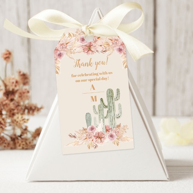 Etiqueta Para Presente Boho Desert Cactus Wedding (Criador carregado)
