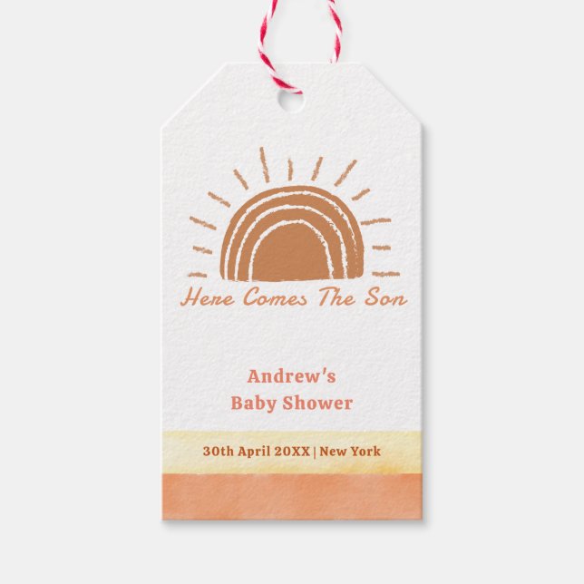 Etiqueta Para Presente Boho Desert Vem O Filho Bebê Chuveiro (Frente)