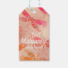 Etiqueta Para Presente Boho Dragonflies em rosa