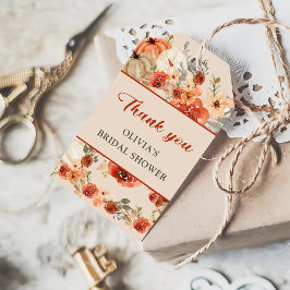 Etiqueta Para Presente Boho Fall Pumpkin Chá de panela Favor Obrigado