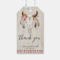Boho Floral Antlers Skull Wood Obrigado Casamento