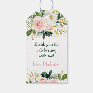 Etiqueta Para Presente Boho Floral Blush Dourado Aniversário