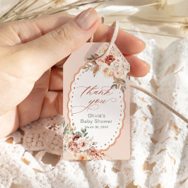 Etiqueta Para Presente Boho Floral Chá de fraldas Obrigado