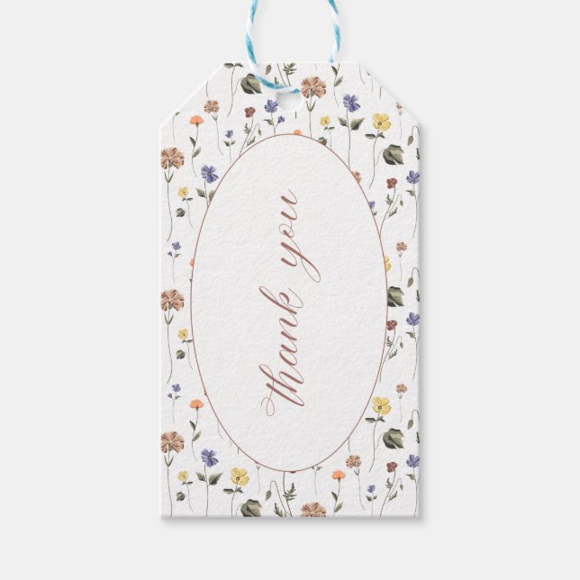 Etiqueta Para Presente Boho Floral Wildflower Obrigado | (Frente)
