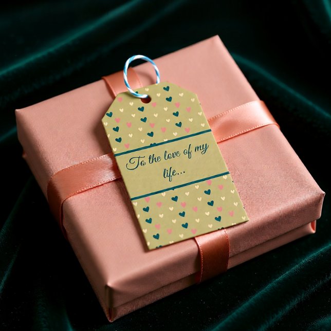 Etiqueta Para Presente Boho Hearts and Love (Boho Heart Pattern Valentine’s Gift Tags)