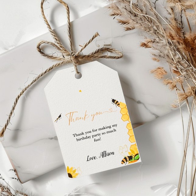 Etiqueta Para Presente Boho Honey Tema obrigado Você Aniversário (Criador carregado)