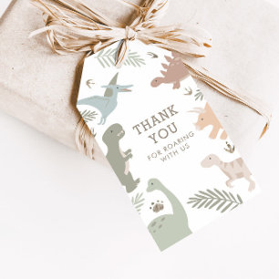 Etiqueta Para Presente Boho Kids Dinosaur-Theme Aniversário Obrigado Etiq