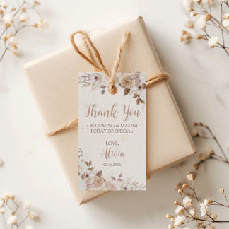 Etiqueta Para Presente Boho Marrom Bege Floral Aniversário