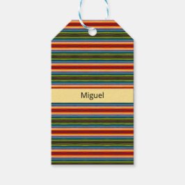 Etiqueta Para Presente Boho Mexicano Listras Serape Nome Personalizado