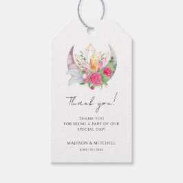 Etiqueta Para Presente Boho Moon Crystals Penas Flores Rosa Casamento