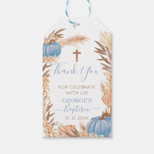 Etiqueta Para Presente Boho Pampas Blue Pumpkin Baptism Gift Tags 