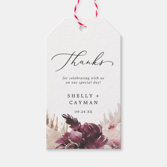 Etiqueta Para Presente Boho Pampas Grass Obrigado Favor (Frente)