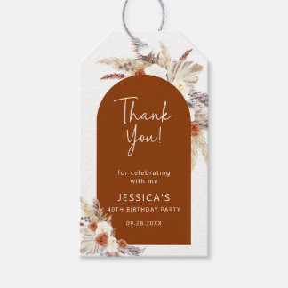 Etiqueta Para Presente Boho Pampas Grass Terracotta Aniversário Obrigado