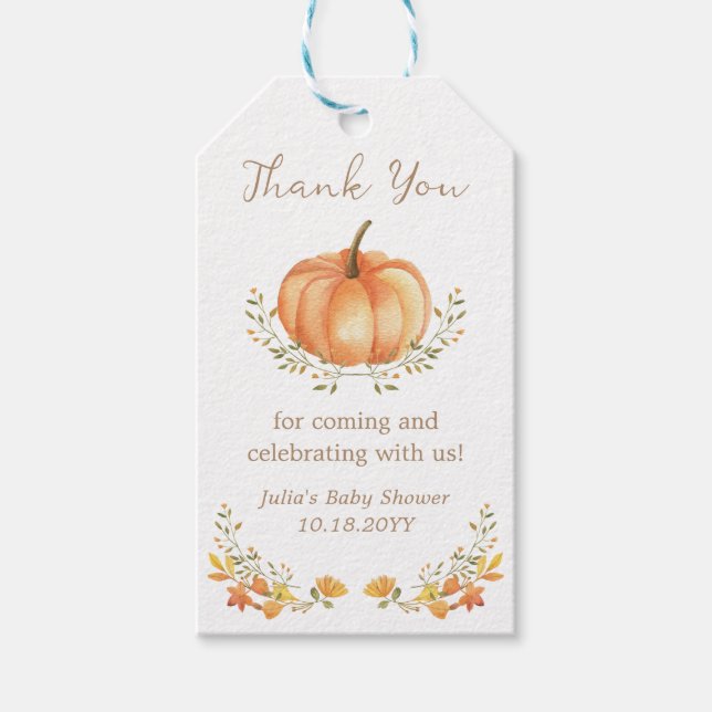 Etiqueta Para Presente Boho Pumpkin Fall Autumn Foliage Muito Obrigado (Frente)