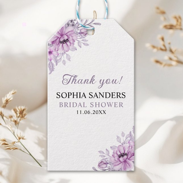 Etiqueta Para Presente Boho Purple Floral Bridal Shower Stationery (Criador carregado)