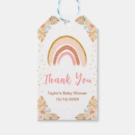 Etiqueta Para Presente Boho Rainbow Pink Chá de fraldas Obrigado