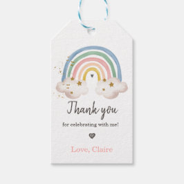 Etiqueta Para Presente Boho Rainbow Watercolor Aniversário Favor Obrigado