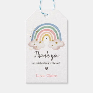 Etiqueta Para Presente Boho Rainbow Watercolor Favor de Aniversário Obri