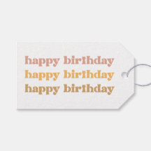 Boho Retro Happy Birthday - Etiqueta de Presente