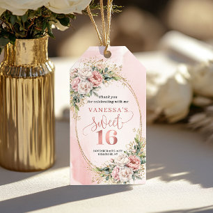 Etiqueta Para Presente Boho Rosa Floral Verde Suave Dezesseis Than