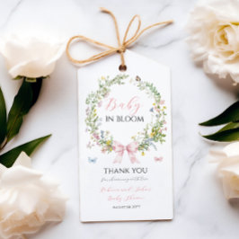 Etiqueta Para Presente Boho Rustic Baby in Bloom Pink Arco Chá de fraldas