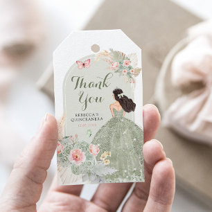 Etiqueta Para Presente Boho Sage Green Blush Pink Quinceañera Obrigado