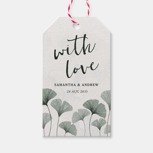 Etiqueta Para Presente Boho Sage Green Wedding Favor Dags (Frente)