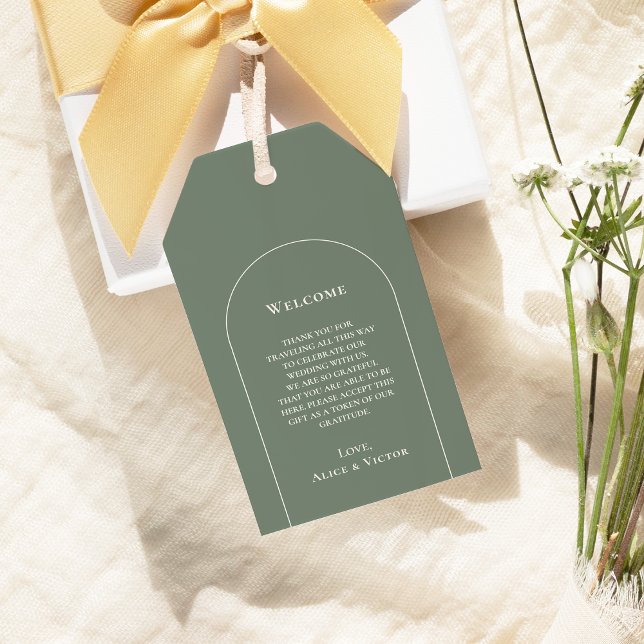 Etiqueta Para Presente Boho Sage Green Wedding Simple (Criador carregado)