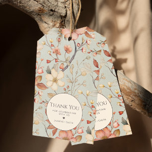 Etiqueta Para Presente Boho Sage Green Wildflower personalizado Obrigado