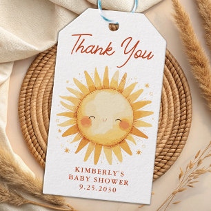 Etiqueta Para Presente Boho Sunshine Cute Sol Chuveiro de Bebê Agradecime