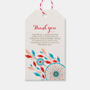 Etiqueta Para Presente Boho Tribal Feather Dreamcatcher Weding