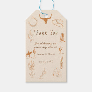 Etiqueta Para Presente Boho Western Cowboy Ilustração Casamento