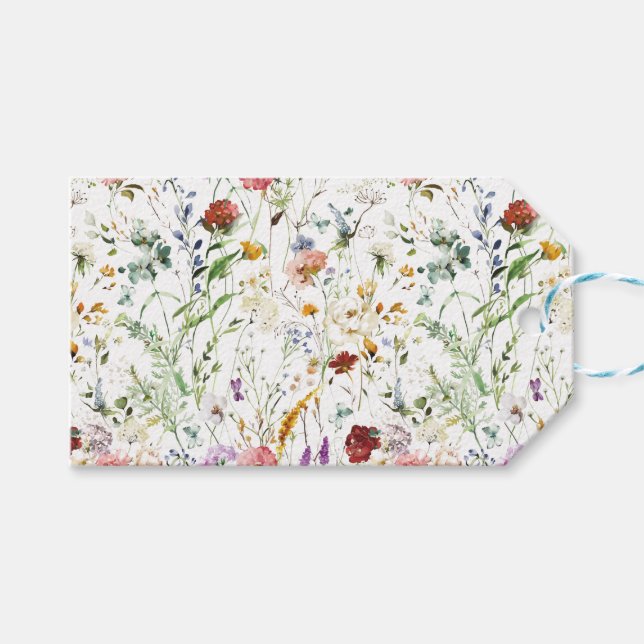 Etiqueta Para Presente Boho Wildflower Aquarela Primavera Flor (Frente (horizontal))