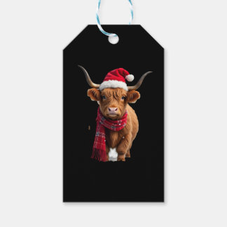 Etiqueta Para Presente Boho Xmas Christmas Highland Cow T-Shirt (3)