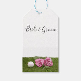 Etiqueta Para Presente Bola de golfe com flor de cravo rosa em verde