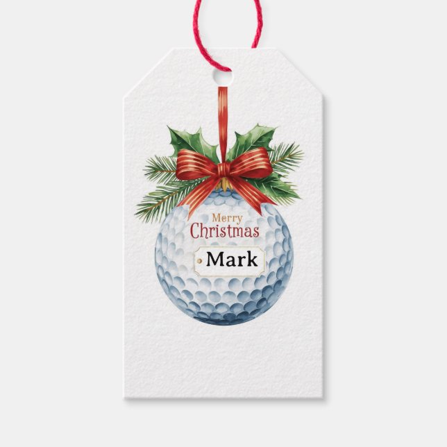 Etiqueta Para Presente Bola de Golfe tema de Natal (Frente)