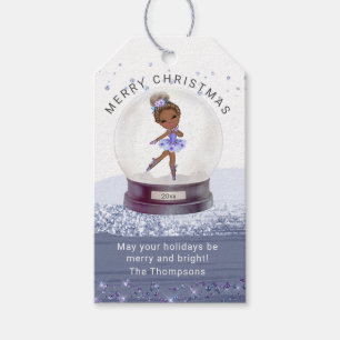 Etiqueta Para Presente Bola de Natal Bailarina Aquarela