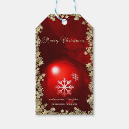 Etiqueta Para Presente Bola de Natal Vermelha Estrelas Douradas Empresa  