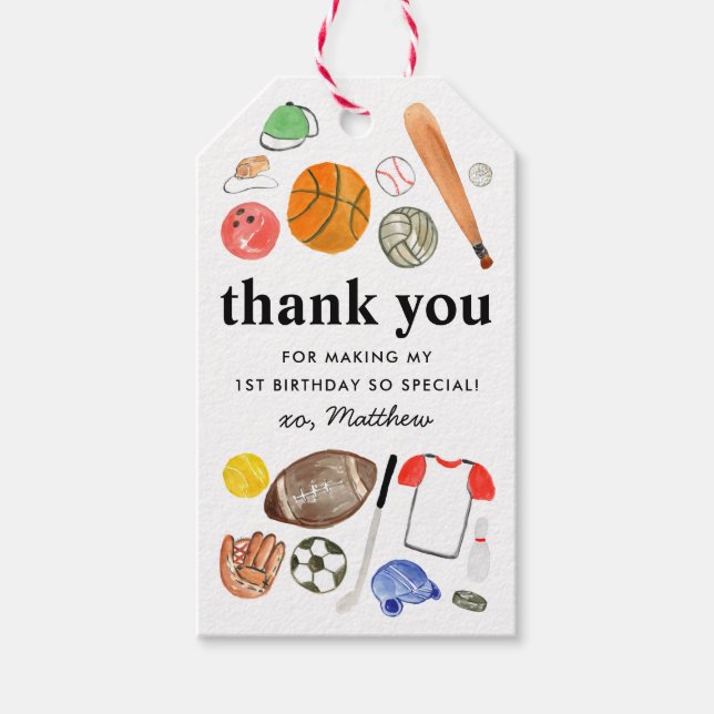 Etiqueta Para Presente Bola Esportiva Bonita Garota Aniversário Obrigado (Frente)