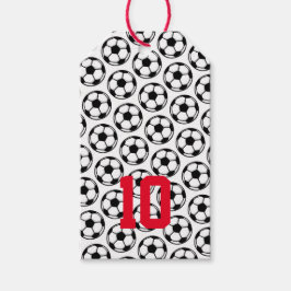 Etiqueta Para Presente Bolas de Futebol Brancas Pretas Número Personaliza