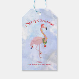 Etiqueta Para Presente Bolas De Natal E Flamingo