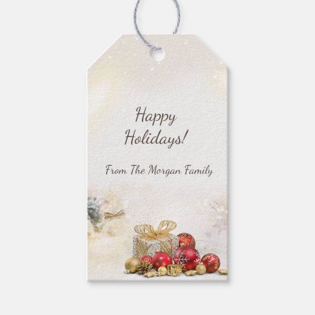 Etiqueta Para Presente Bolas de Natal Elegantes,Presente (Frente)