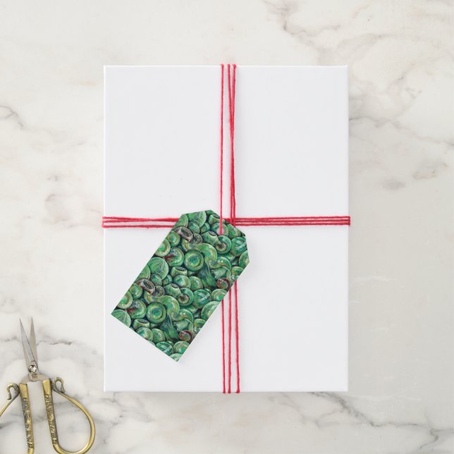 Etiqueta Para Presente Bolas de Natal Verdes (Com cordão)