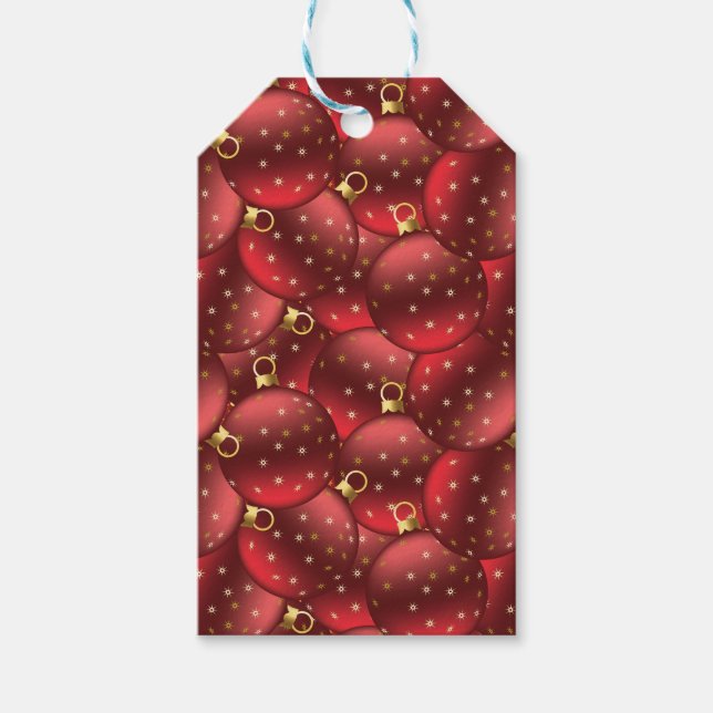 Etiqueta Para Presente Bolas de Natal vermelhas (Frente)